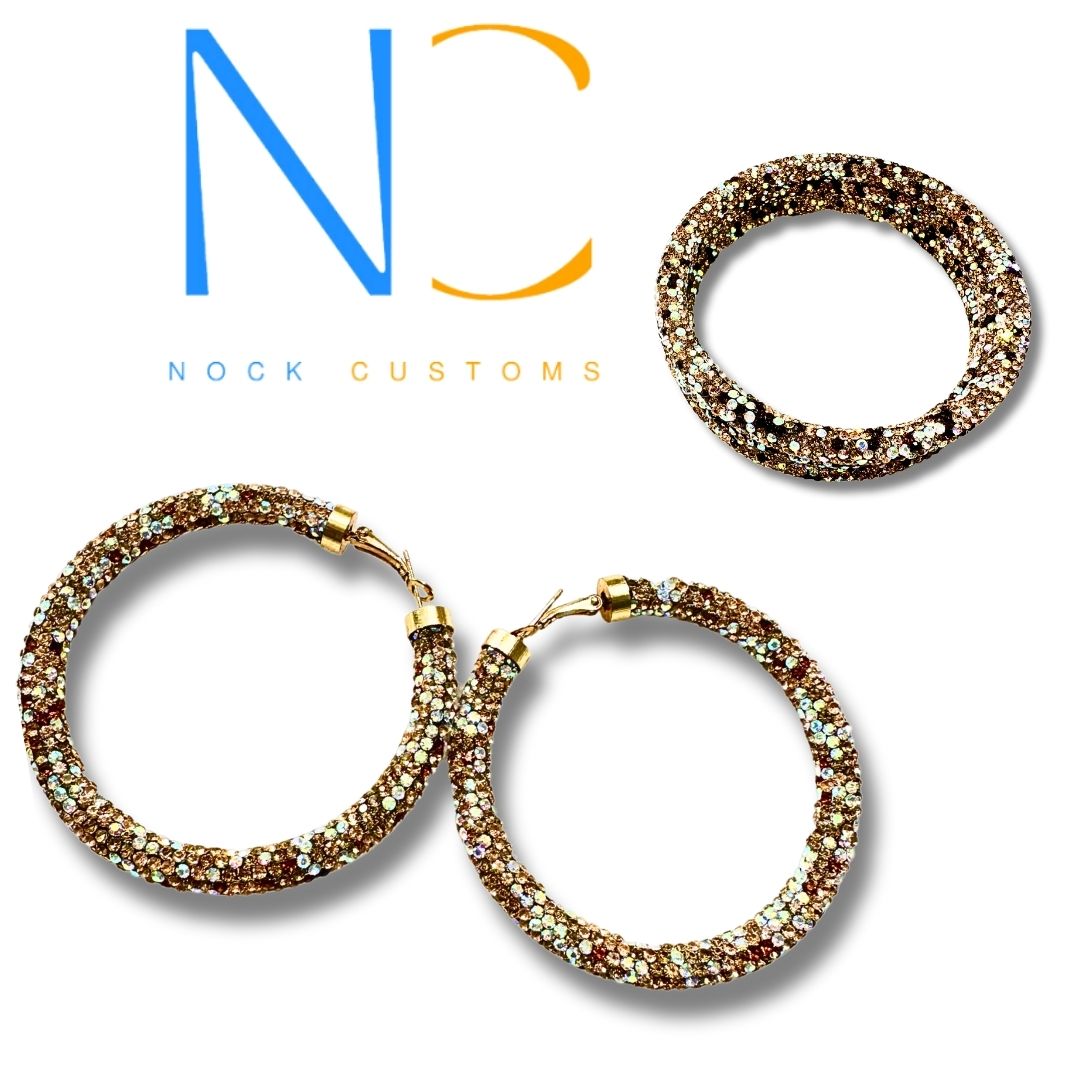 Brown Rhinestone Jewelry Set - Dazzling Earth Tones Bracelet and Earrings