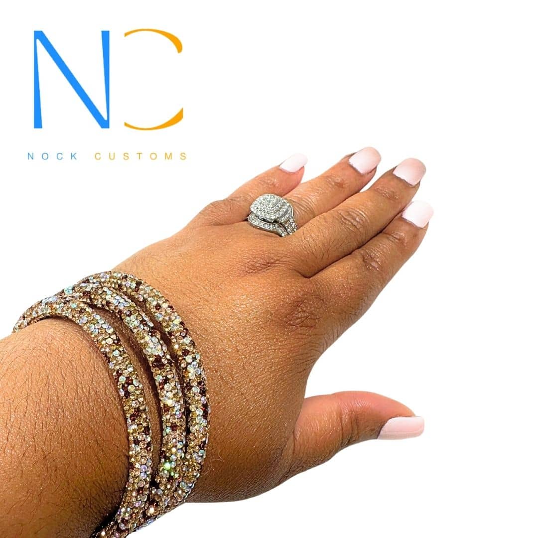 Brown Rhinestone Jewelry Set - Dazzling Earth Tones Bracelet and Earrings