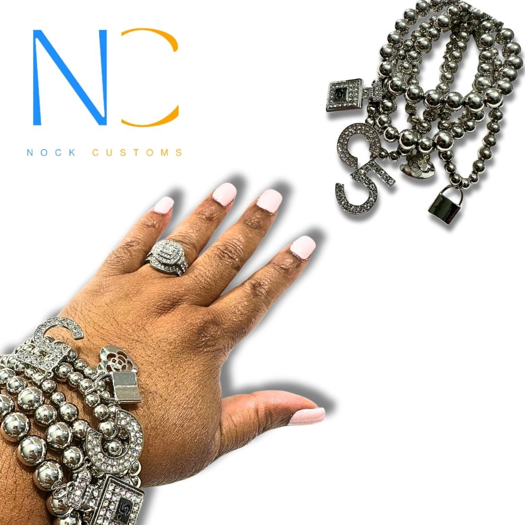 C5 Chrome Elegance: 5-Layer Beaded Charm Bracelet - Eye-Catching Chrome Colored Design, Stylish and Trendy | Limited Stock Available