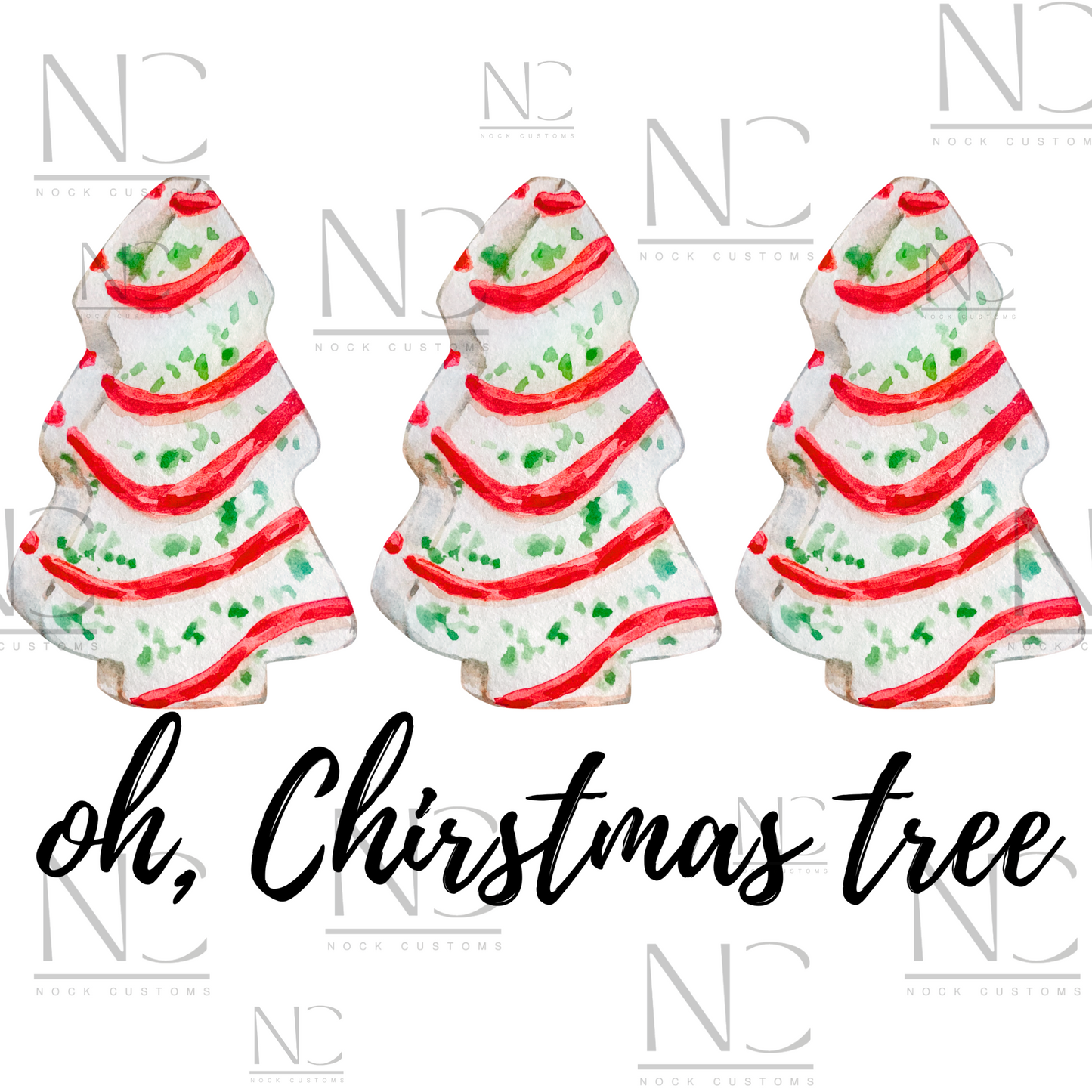 Festive 'Oh, Christmas Tree' DTF Transfer for Apparel – Ready to Press holiday design featuring Christmas tree artwork perfect for seasonal clothing.