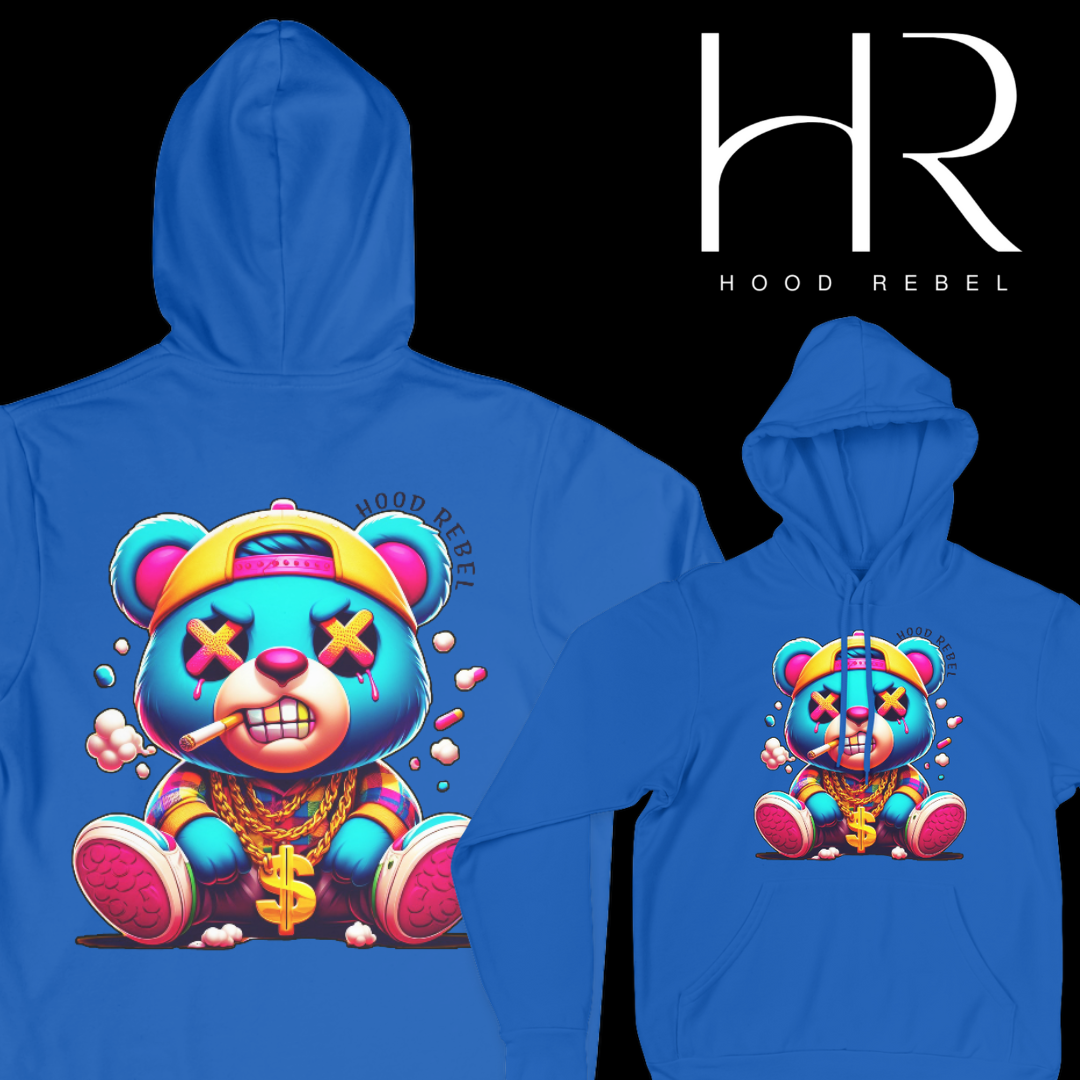 Gangster Bear Hoodie - Streetwise Urban Fashion for Comedy Fans