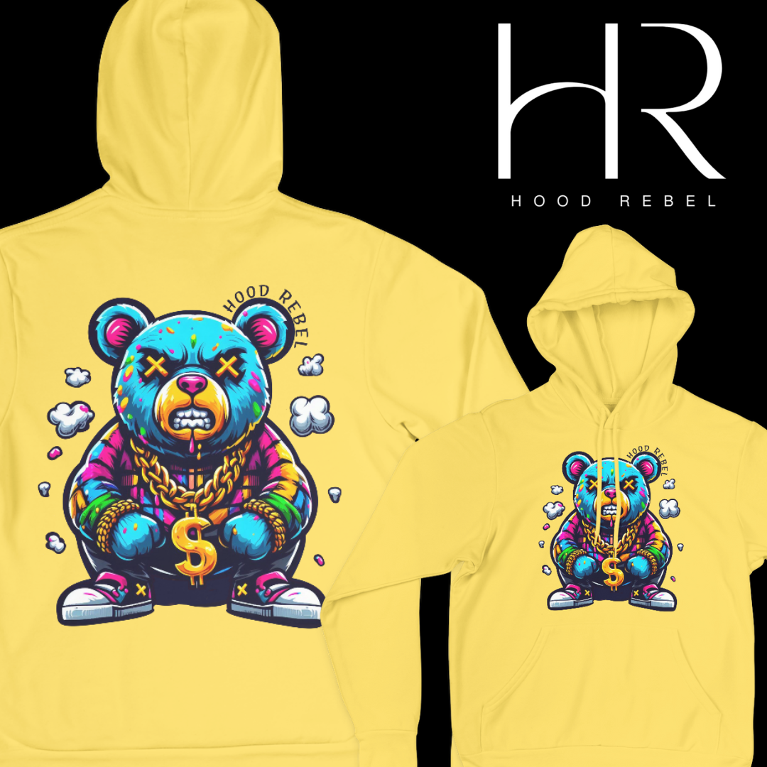 Gangster Bear Hoodie - Bold Urban Streetwear with Edgy Bear Graphic