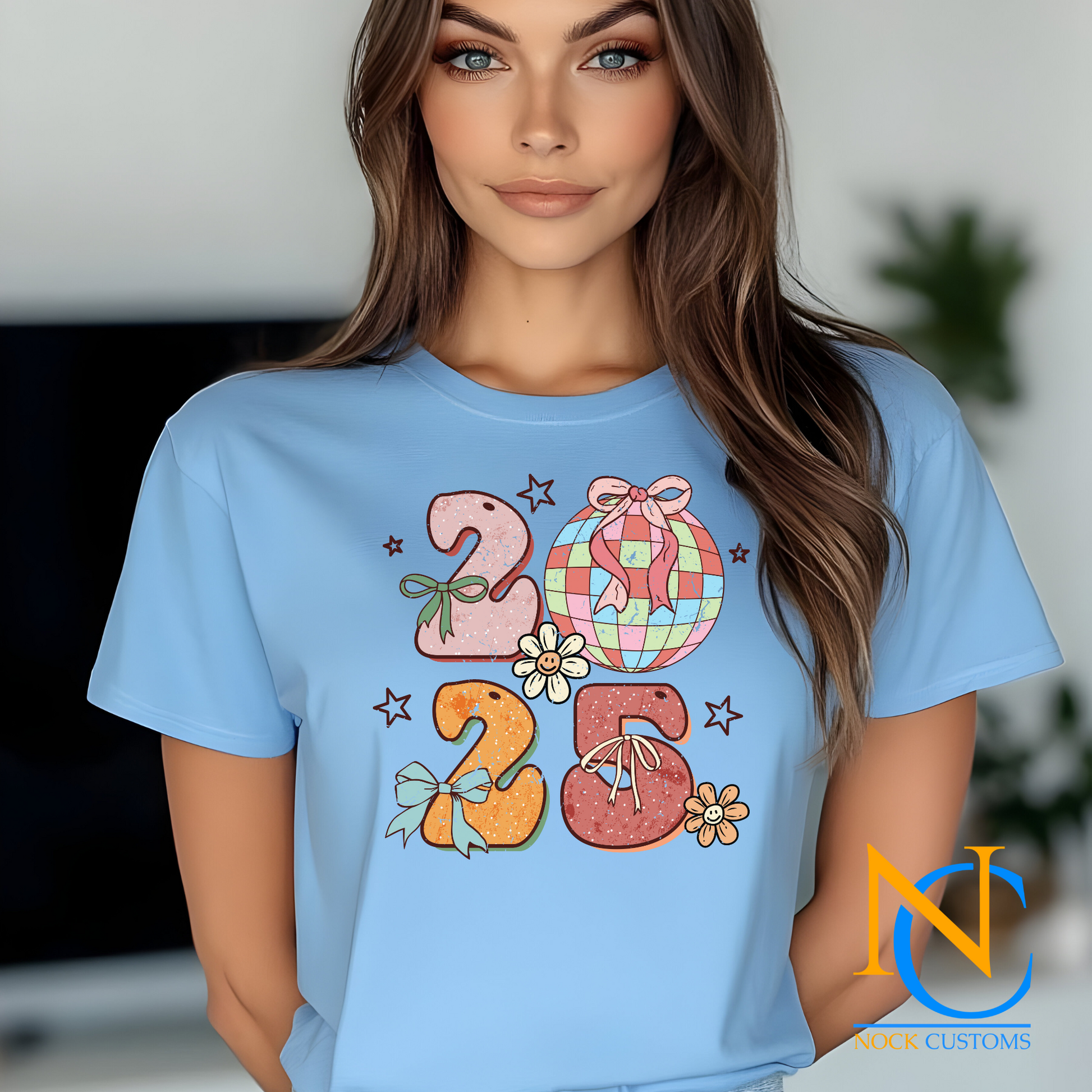 2025 design with floral and bow accents for DTF transfer print