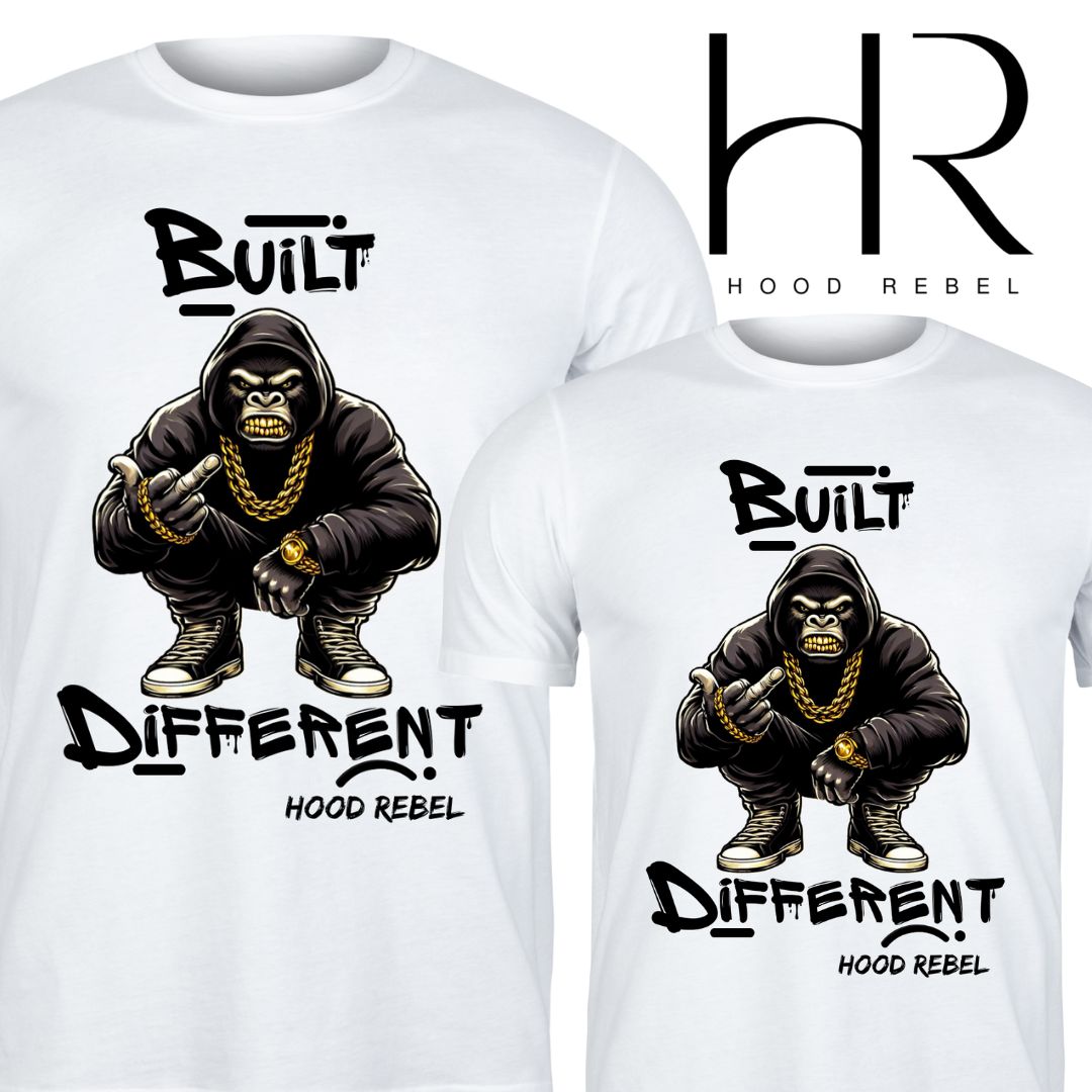 Hood Rebels Gorilla Tee - Urban Streetwear T-Shirt with Gold Chain Design