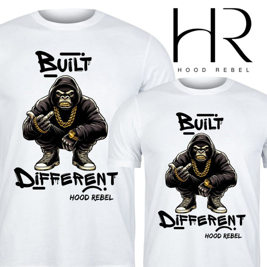 Hood Rebels Gorilla Tee - Urban Streetwear T-Shirt with Gold Chain Design