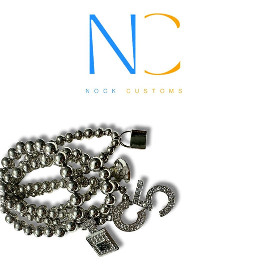 C5 Chrome Elegance: 5-Layer Beaded Charm Bracelet - Eye-Catching Chrome Colored Design, Stylish and Trendy | Limited Stock Available