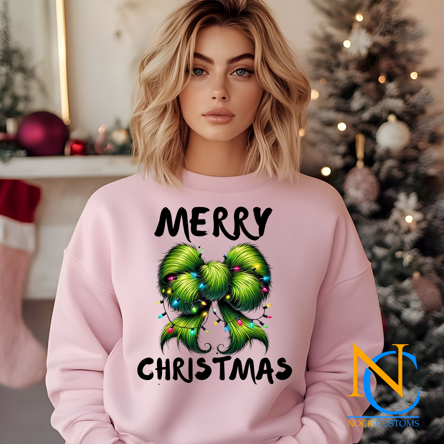 Festive Christmas-themed DTF transfer featuring unique holiday designs, perfect for customizing apparel such as sweatshirts and shirts for a joyful seasonal look.