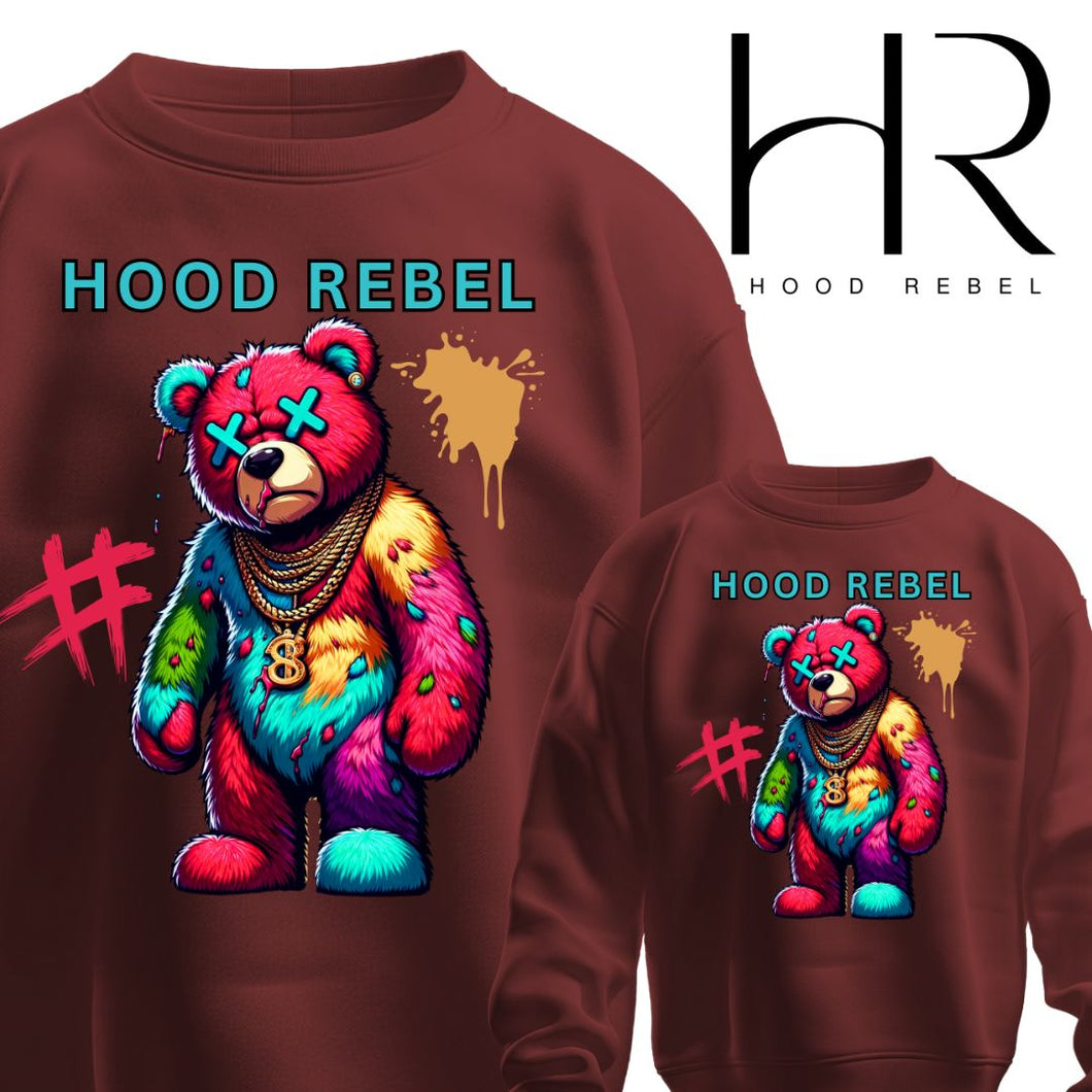 Gangster Bear Graphic Sweater - Hood Rebel's Urban Edge Design