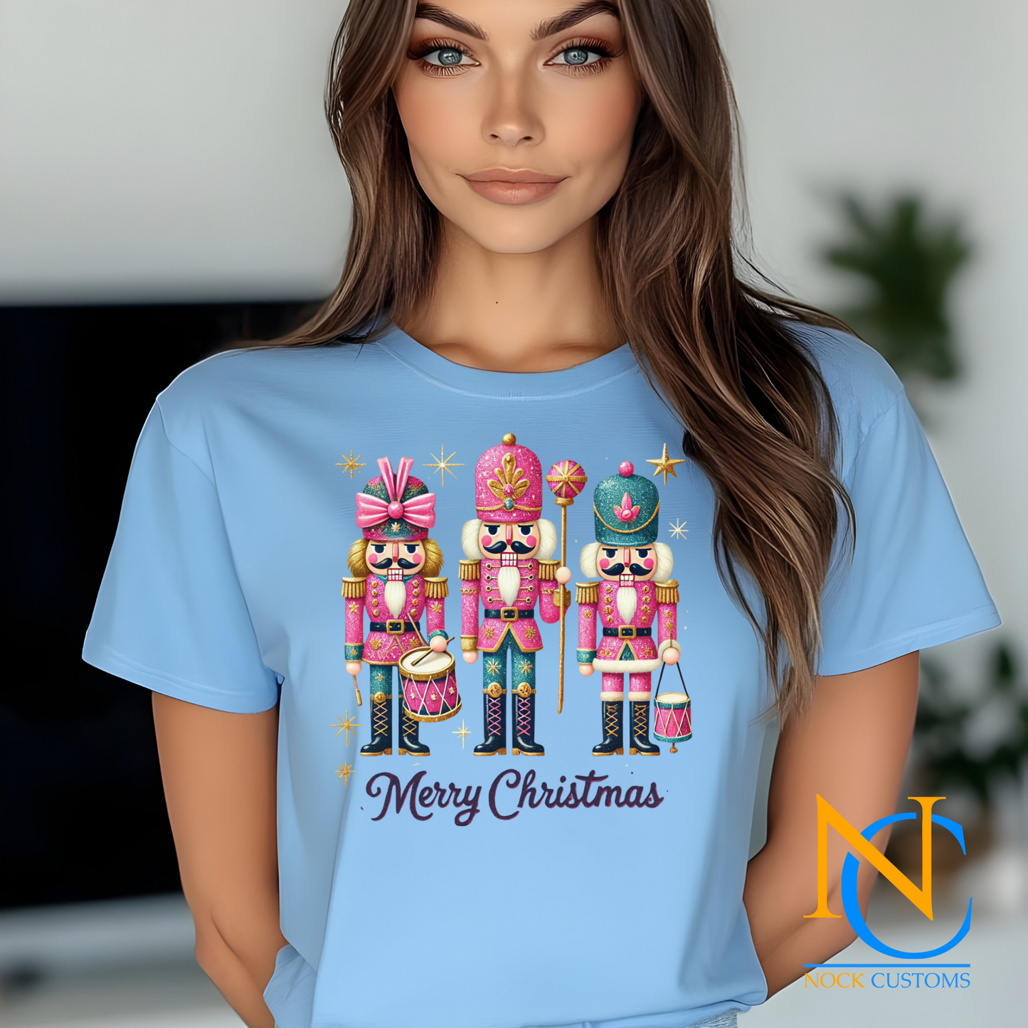 High-quality DTF transfer featuring colorful Nutcracker designs, perfect for Christmas shirts.