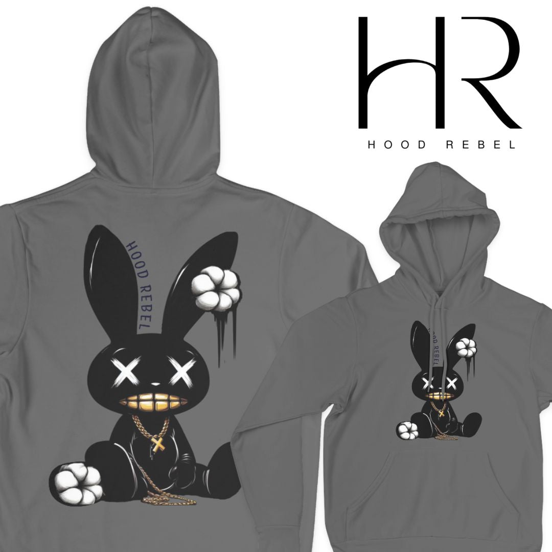 Streetwise Gangster Bunny Hoodie - Urban Fashion Hoodie with Edgy Design