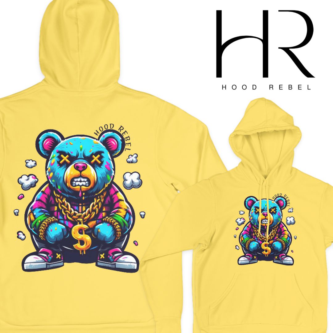 Gangster Bear Hoodie - Bold Urban Streetwear with Edgy Bear Graphic