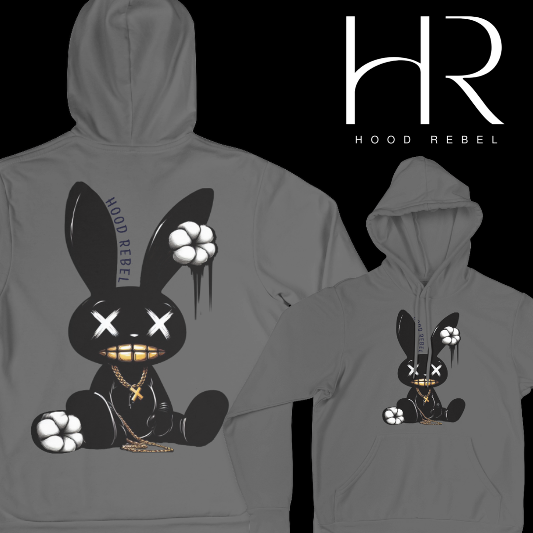 Streetwise Gangster Bunny Hoodie - Urban Fashion Hoodie with Edgy Design