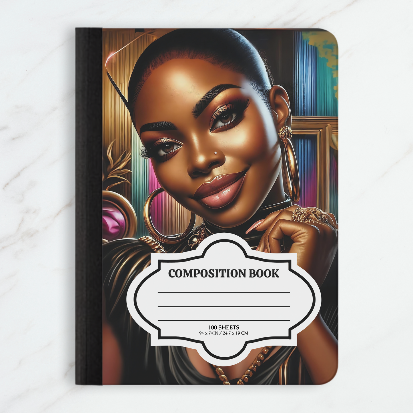 Elegant Afrocentric Composition Book - Beautiful Queen & Floral Art Covers